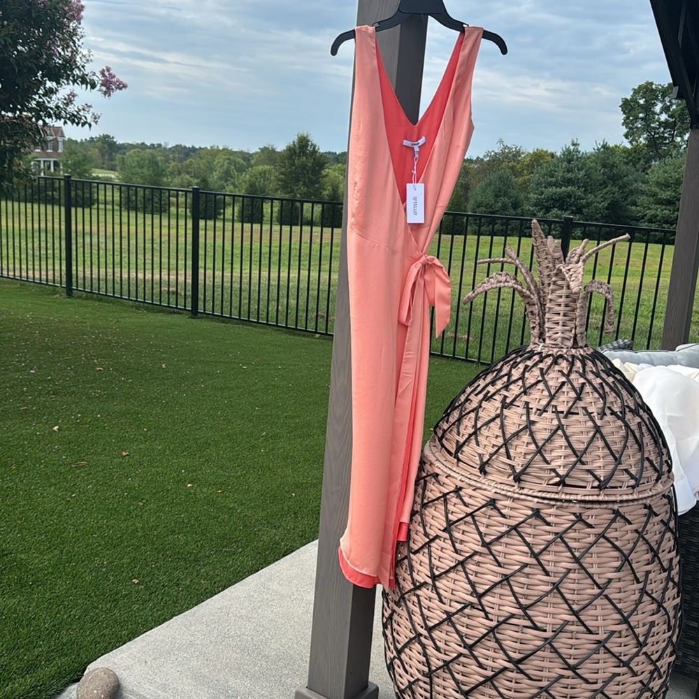 Derek Lam Coral High Low wrap dress